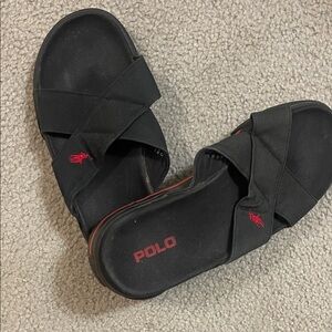Ralph Lauren Black Sandals with Red Accents